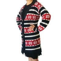 Snow Design Christmas V Neck Slim Long Sweater Coat