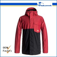 OEM Guangzhou Two-Tone Black and Red Men Cotton Snowboard Jacket