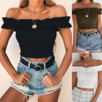 Micro off Shoulder Ruched Tight Top for Summer