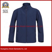 Custom Two Layers Outdoor Simple Jacket Navy Blue Basic Softshell Jacket (J504)