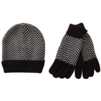 Men Winter Warm Fashion Waiving Jacquard Glove Hat Set