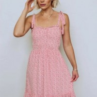 Women's Smocked MIDI Dress with Ruffles