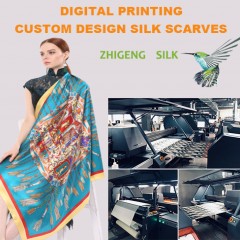 Custom Design Digital Printing Lady Silk Scarf图1