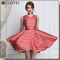 Quality Summer Stripe Print Dress Fashion Women Garment图1