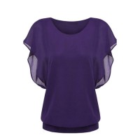 Women Chiffon Dating Short Flowable Sleeve Blouse