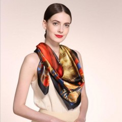 90*90cm 100% Pure Custom Print Bandanas Silk Scarf for Women图1