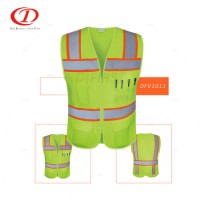 100% Polyester Twill Fabric High Visibility Reflective Surveyor Vest Dfv1011