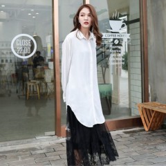 Wholesale Custom Women Cotton Long Sleeve Maxi Long Blouse图1