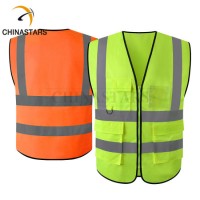 Reflective ANSI Class 2 Hi Vis Safety Vest with Pockets for Workers Wear