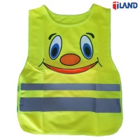 Child High Visibility Fluorescent Knitted Fabric Reflective Tape Safety Vest Clothing with Pocket