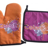 Customized Logo Print Fabric Oven Mitts and Pot Holders