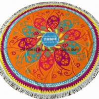 Custom Design Soft Microfiber Round Beach Towel with Fringe