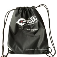 2018 Cheap Fashion Custom Black 210d Nylon Drawstring Bag