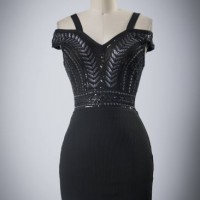 Lady Sexy Sequins Black Evening Party Dress