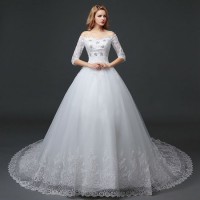 off-Shoulder Lady Graceful Elegant Prom Dress Bridal Gown Wedding Dress