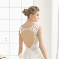 Sleeveless Lace and Tulle Satin Keyhole Flower Wedding Dress (Dream-100011)