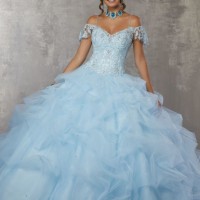 Chapampagne Blue Bridal Ball Gown Beaded Embroidery Quinceanera Dress M60034