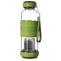 550ml Glass Water Bottle Tea Strainer with Heat-Resistant Silicone Sleeve (CC-107)