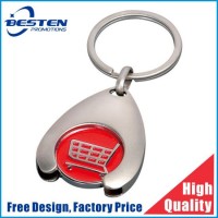 Promotional Custom Wishbone Shopping Token Metal Enamel Trolley Coin