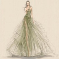 Design Drawing Manuscript Sketch Realizable Wedding Dress (Dream-100002)