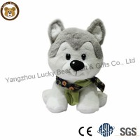 Lovely High Quality Soft Furry Stuffed Animal Plush Fabric Husky Dog Baby Toys