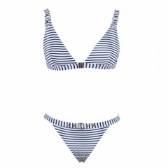 Ladies Belt Gold Ring Stripe Two Piece Swimwear图1