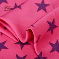 Wholesale 100% Silk Star Pattern 14 mm Twill Printing Silk Fabric for Women Dress