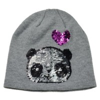 Custom High Quality Winter Knitted Hat Acrylic Hat with Cartoon Reversible Sequins (HY18101801A) (HY