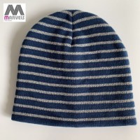 Basic Knitted Stripe with Contrast Color Cap