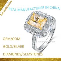 Luxury Diamond Wedding Ring Fashion 925 Silver Finger Ring Custom Gold Jewellery with Gemstone for E