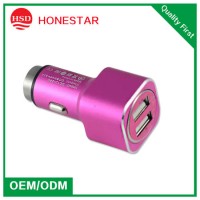 Stainless Steel Material Double USB Car Mobile Charger for Smartphone