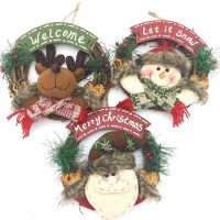 Mini Wooden Rattan Christmas Wreath Rings Decorative Front Door Christmas Wreath