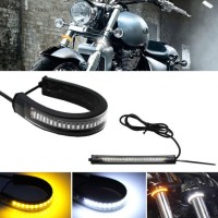 Motorcycle LED Flexible Switchback LED Fork Turn Signal DRL Daytime Running Light LED Strips Bars