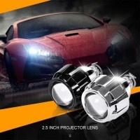 2PCS 2.5 Inch Universal Bi Xenon HID Projector Lens Silver Black Shroud H1 Xenon LED Bulb H4 H7 Moto