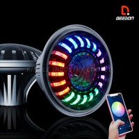 7inch LED Motorcycle Headlight APP Controlled Chasing Light Headlight Conversions High Beam& Low Bea