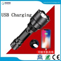 New Patrol LED Strong Light Flashlight Outdoor Multifunctional USB Charging Flashlight