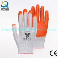 Cheapest Nitrile 13G Polyester Liner with Orange Nitrile Safety Work Gloves with Ce Certificated