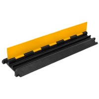 TUV Test 2 Channels Flooring Rubber Cable Protector Ramp with Yellow PVC Cover