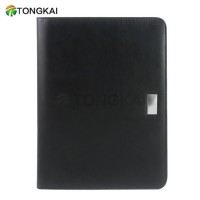 Business Leather PU Zipper 2 Rings Binder Memo Pad Portfolio Folder