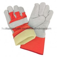 Ce En388 Extended Safety Cuff Cow Split Leather Cut-Resistance Gloves