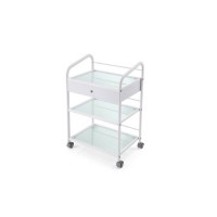 3 Layer White Color Hair Salon Trolley with Drawer