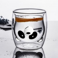 Adorable Cartoon Panda Double Wall Glass Cup