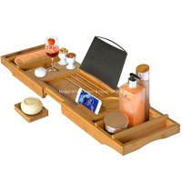 Hot Sale Bamboo Water-Resistant Bathtub Caddy Tray with Soap Holder