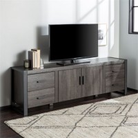 Gray 70 Inch Wood TV Stand Console