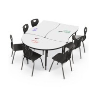 School Dry-Erase Whiteboard Group Study Table for 8 Person