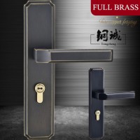 Solid Brass Door Lock Handle on Plate