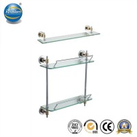 304 Stainless Steel Wall Mounted Bathroom Double Glass Shelf