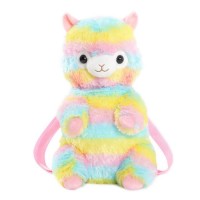 Plush Stuffed Animal Toys Rainbow Alpaca Backpack