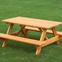 Kids Outdoor Solid Wooden Picnic Table with Benches图1