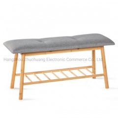 Modern Design Bamboo Bench Two Tiers Free Standing Entry Room Storage Shoe Rack Organizer图1